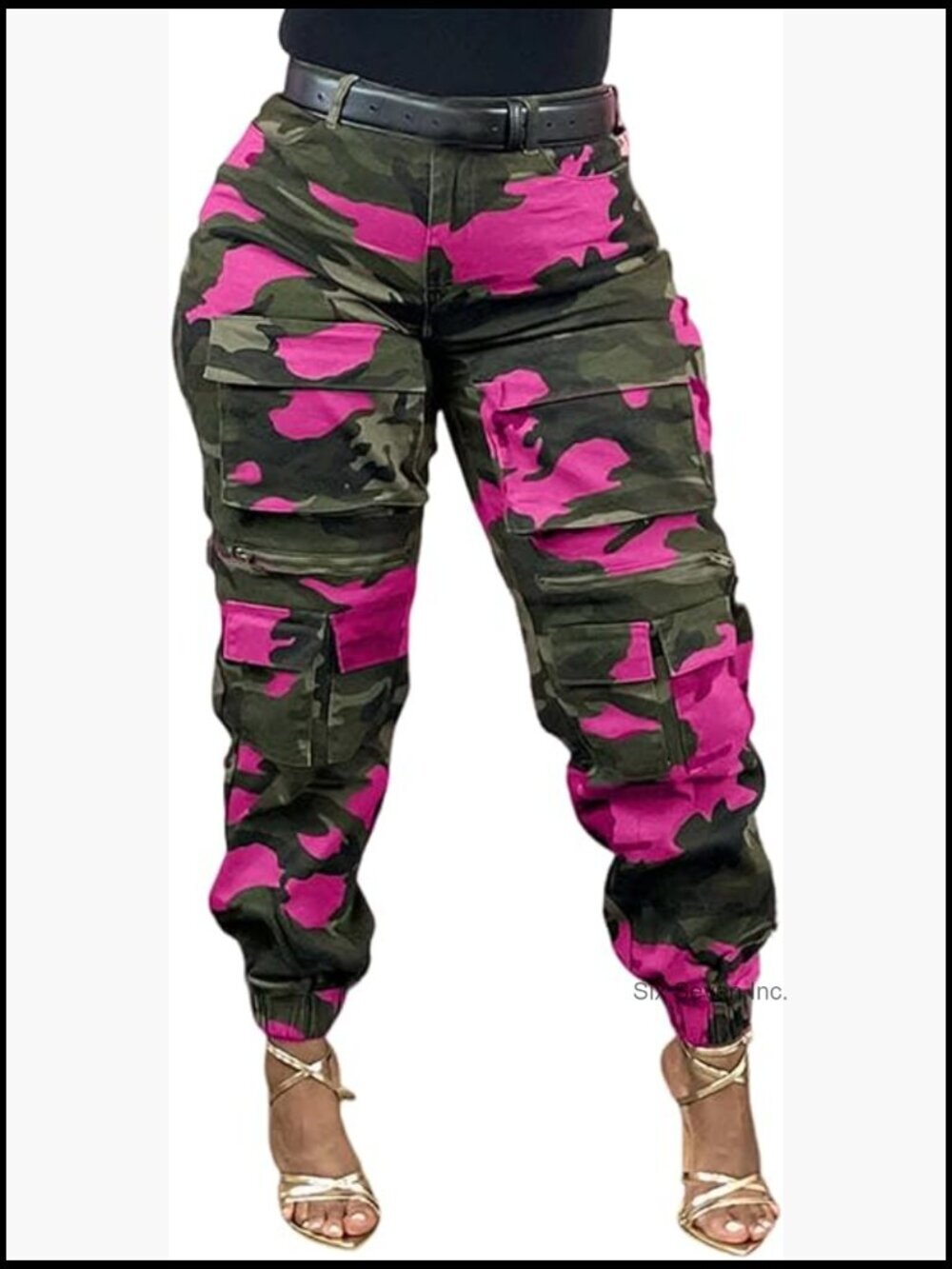 Baggy High Waisted Camo Cargo Pants Multi Pockets Wide Leg Joggers Army Fatigue